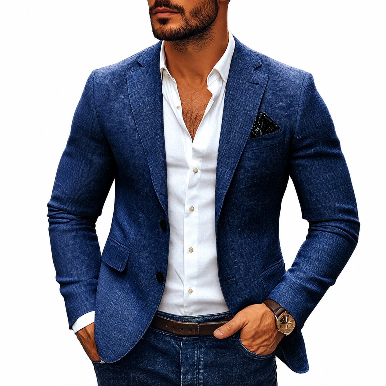 Slanke pasvorm blazer met inkeping revers en twee knopen 