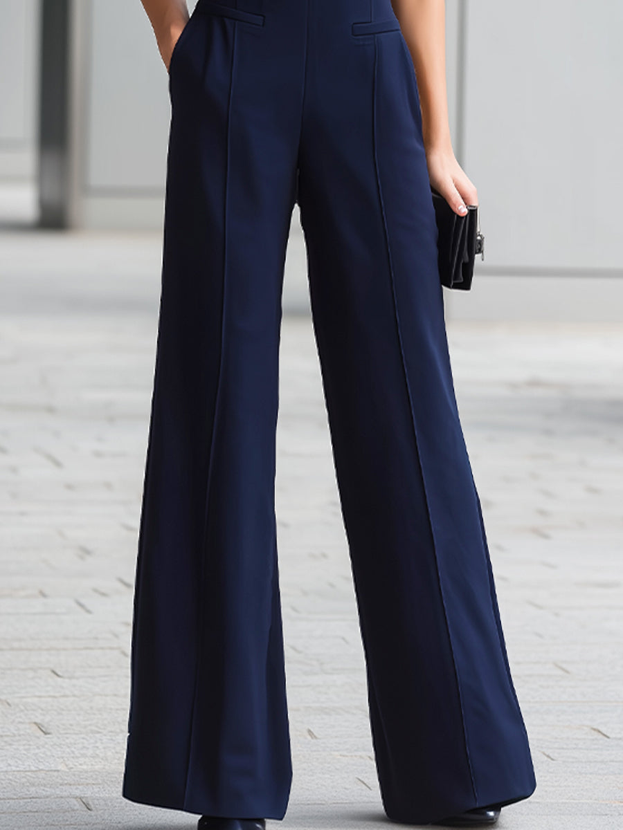Mooyius | Mouwloze jumpsuit met hoge hals en wijde pijpen 3
