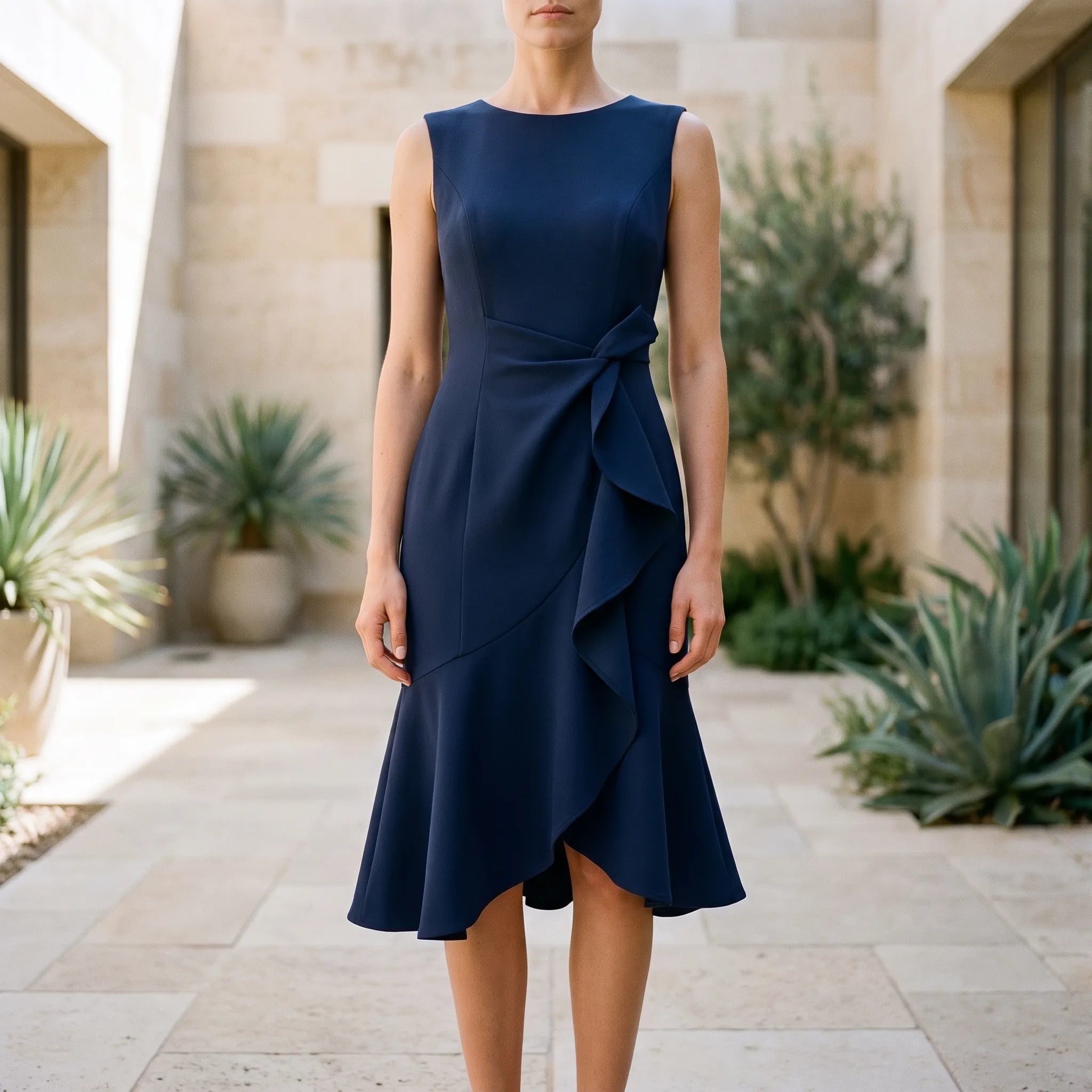 Mouwloze Asymmetrische Midi-Jurk | Navando 
