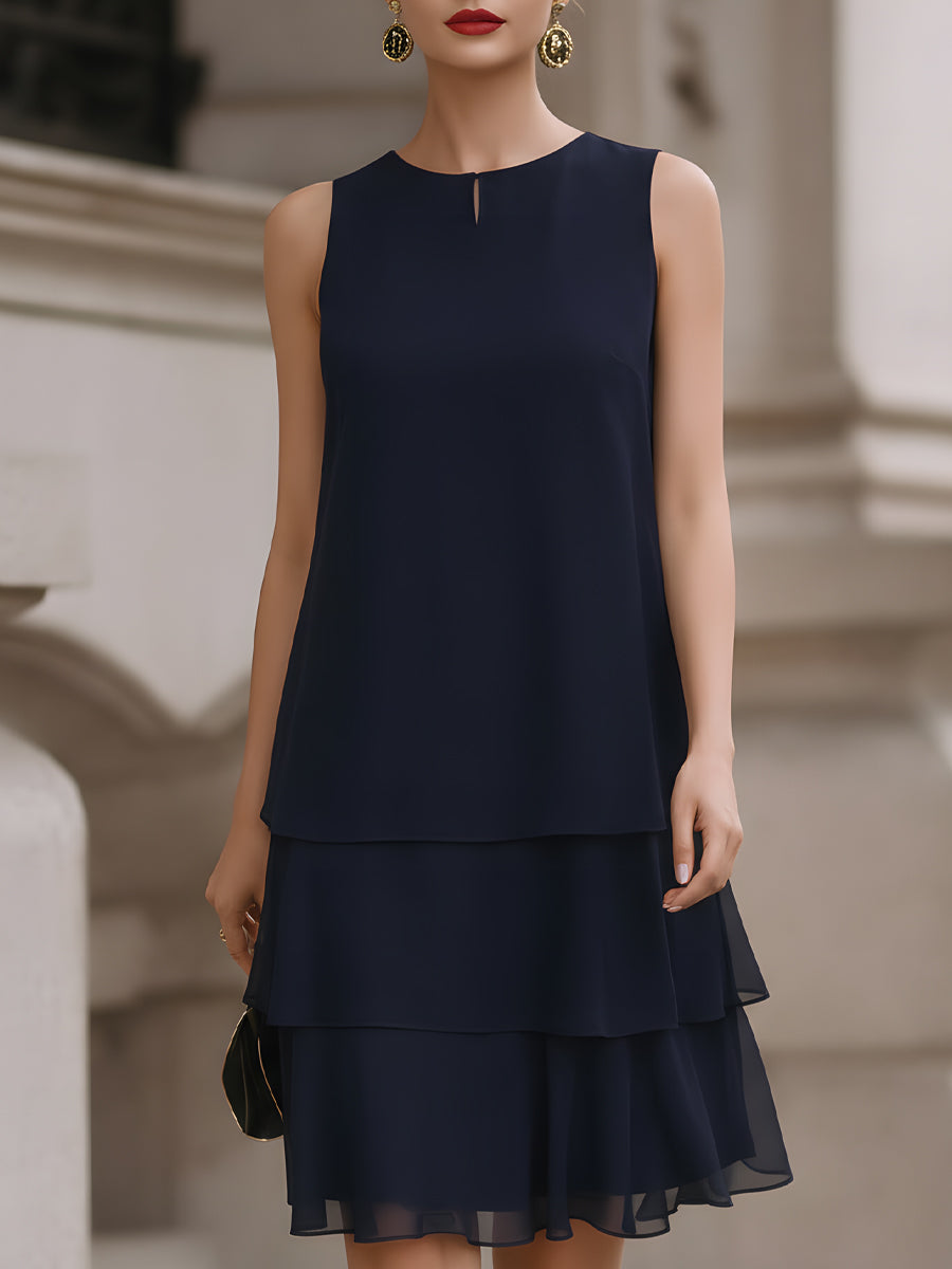 Mouwloze Donkerblauwe Jurk | Navando