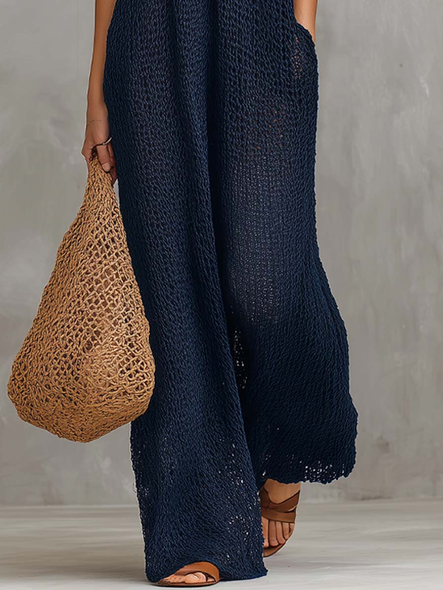 Mouwloze Gebreide Jumpsuit In Losse Pasvorm | Navando