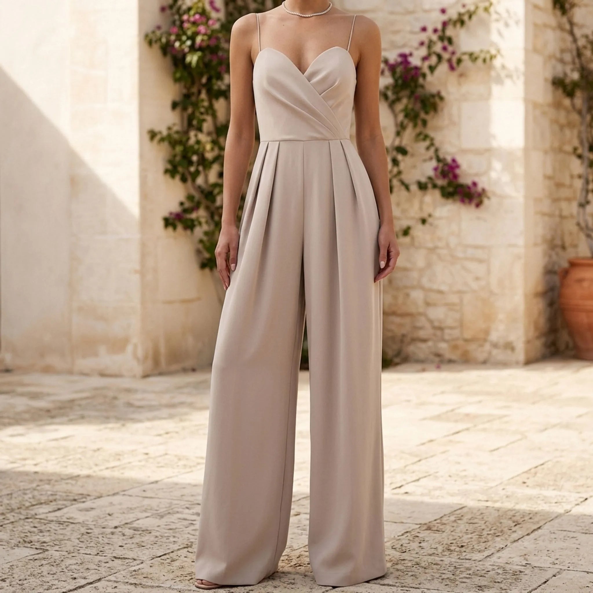 Mouwloze Jumpsuit Met Wijde Pijpen | Navando 