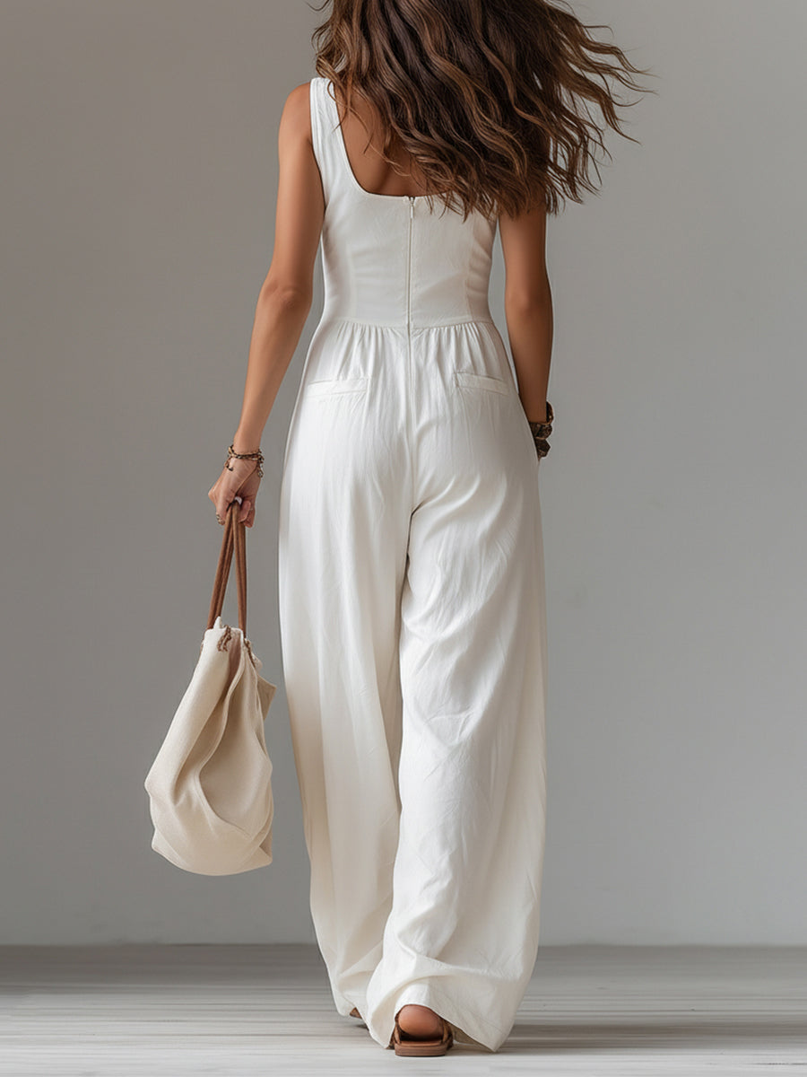 Mouwloze Jumpsuit Met Wijde Pijpen | Navando