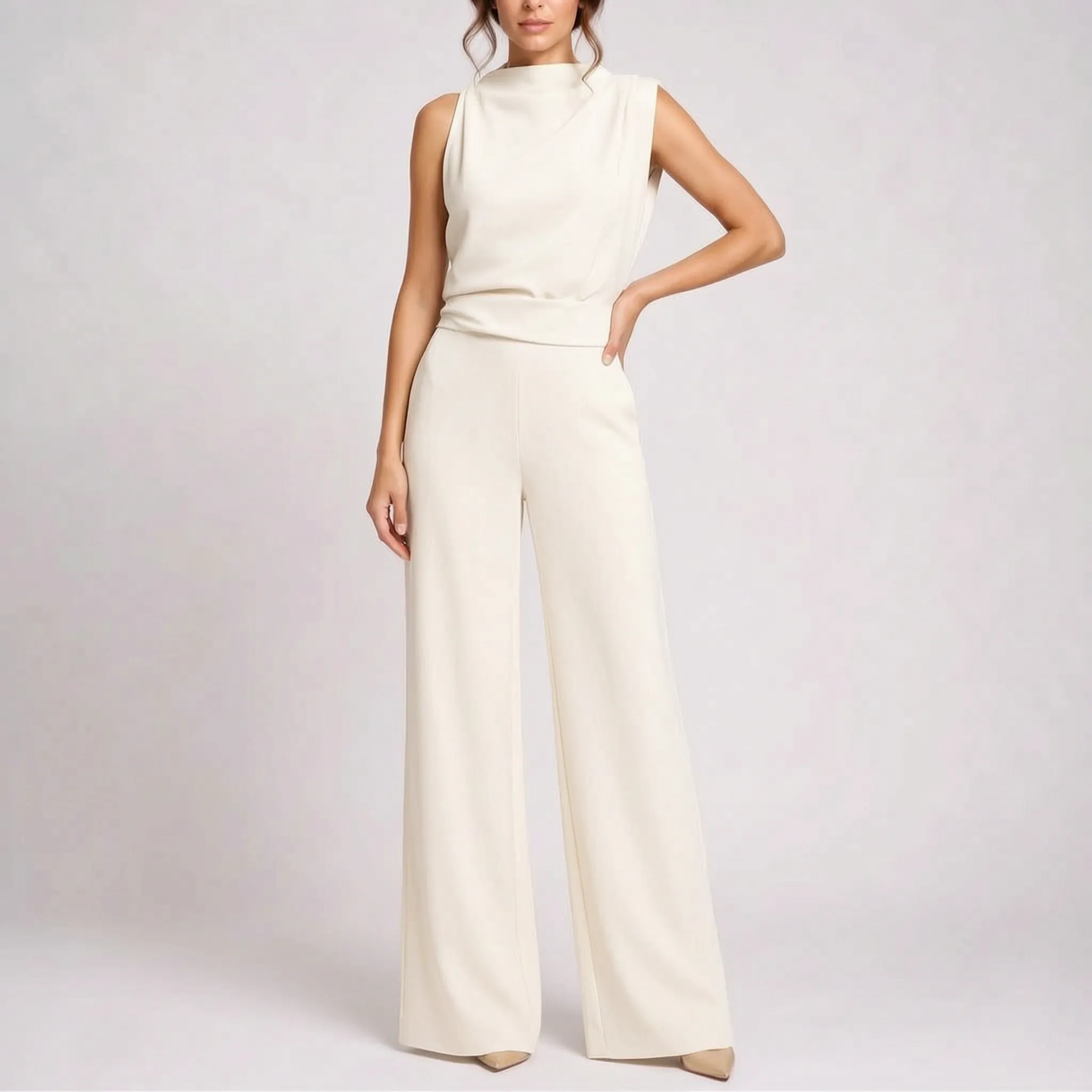 Mouwloze Jumpsuit Met Wijde Pijpen | Navando 