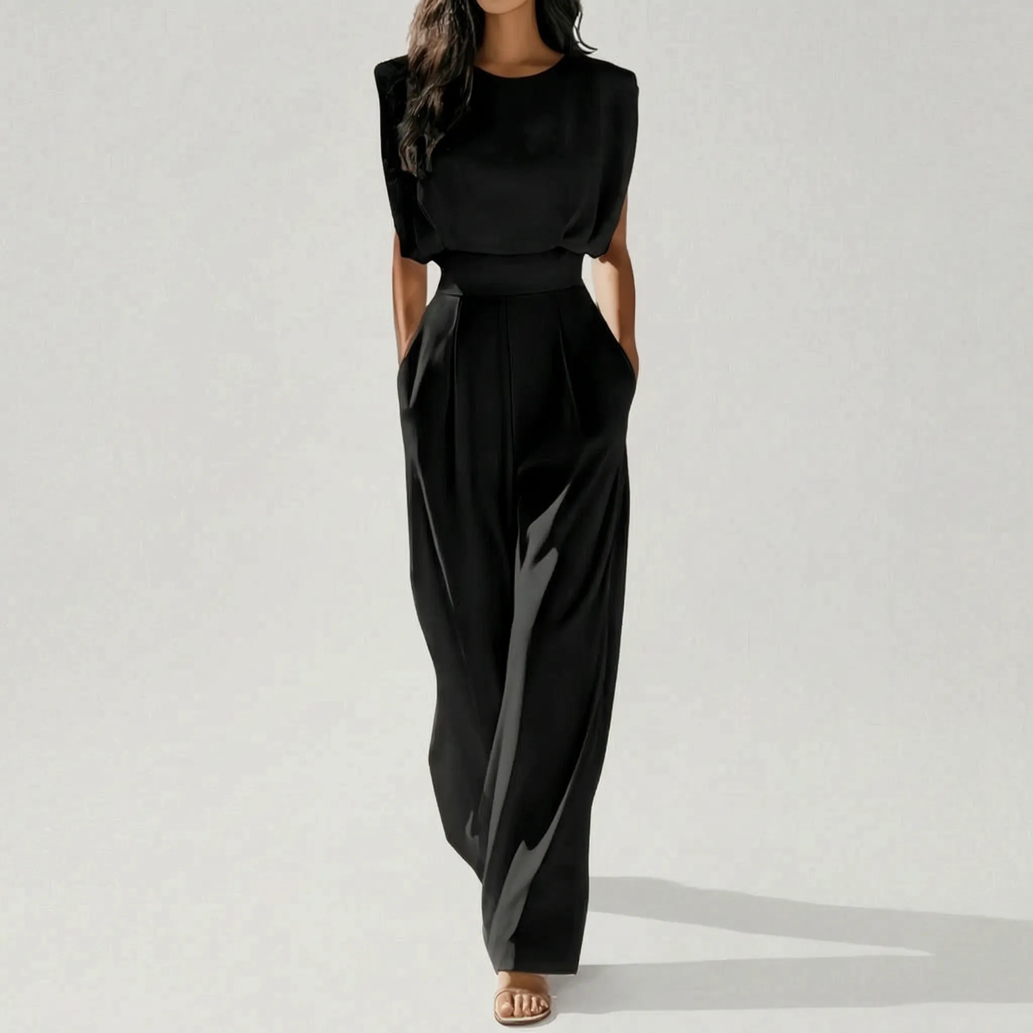 Mouwloze Jumpsuit Met Wijde Pijpen | Navando 