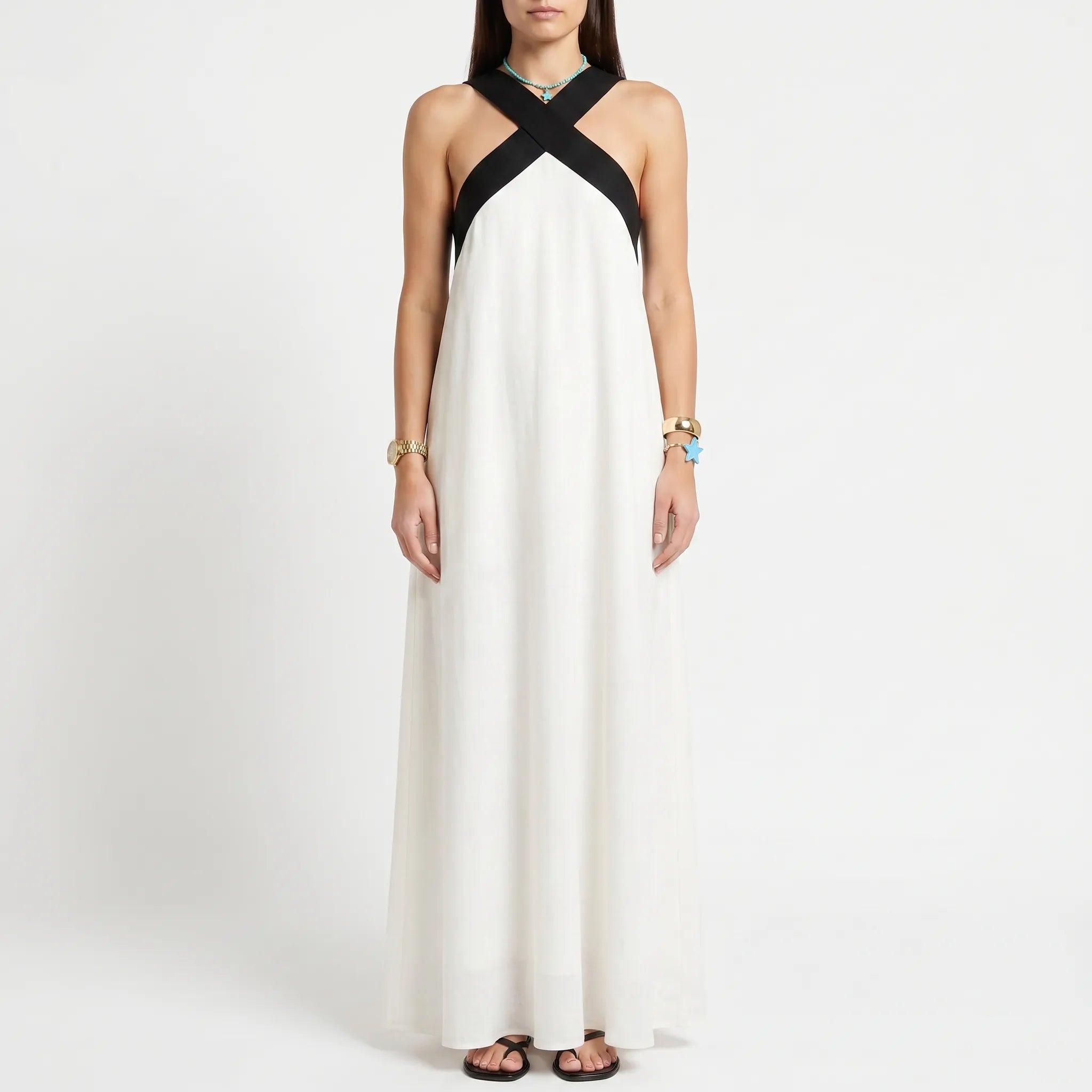 Mouwloze Maxi-Jurk Met Halternek | Navando 
