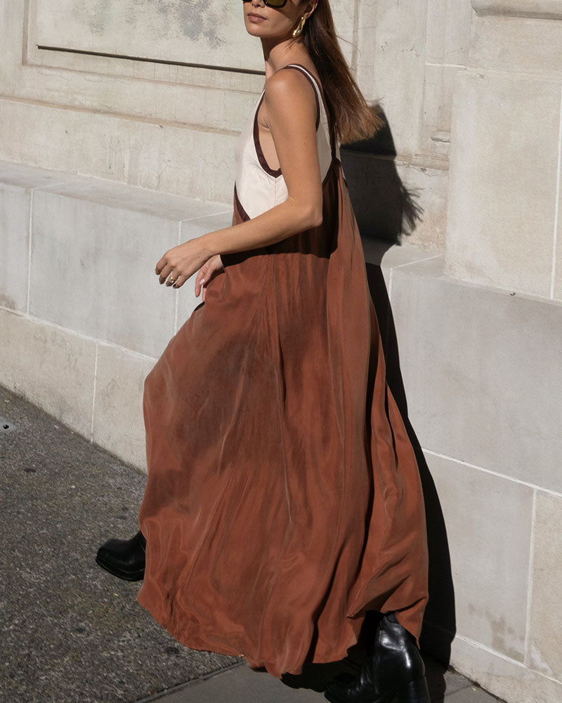 Mouwloze Maxi-Jurk Met Kleurblokken | Navando 