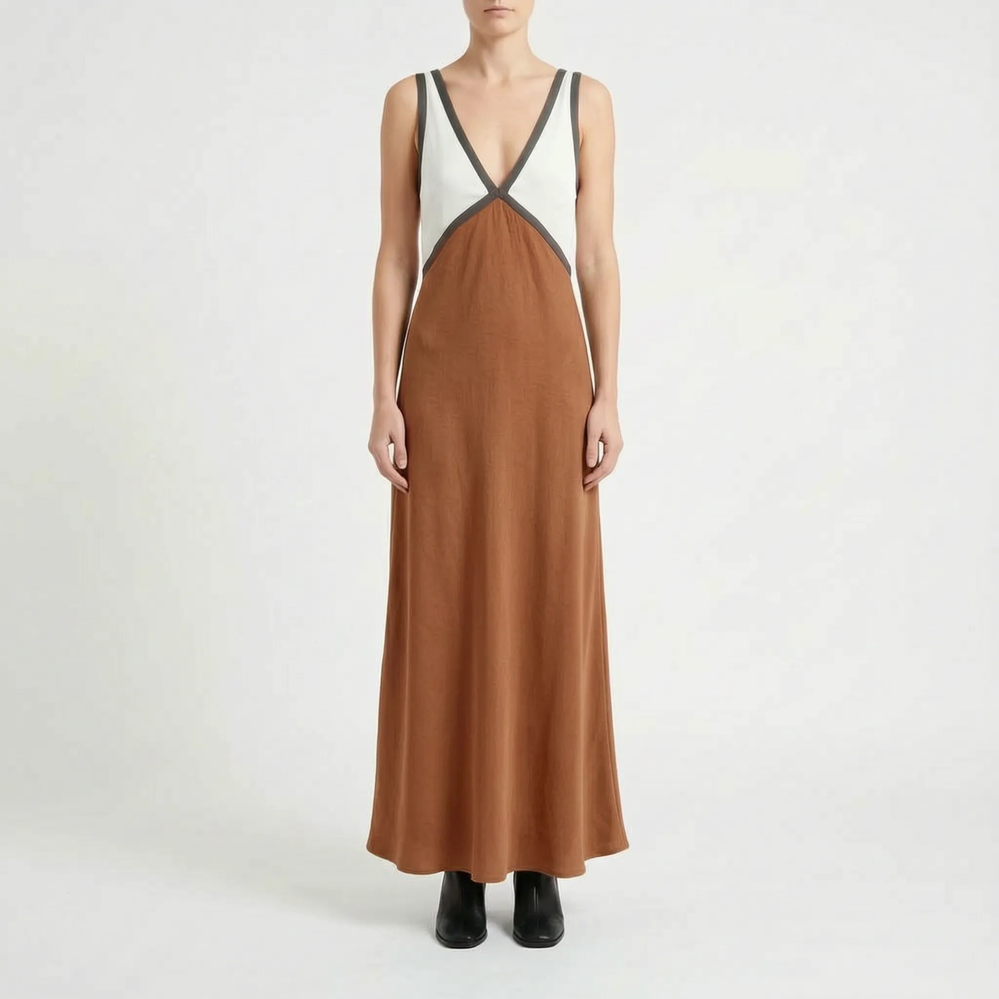 Mouwloze Maxi-Jurk Met Kleurblokken | Navando 