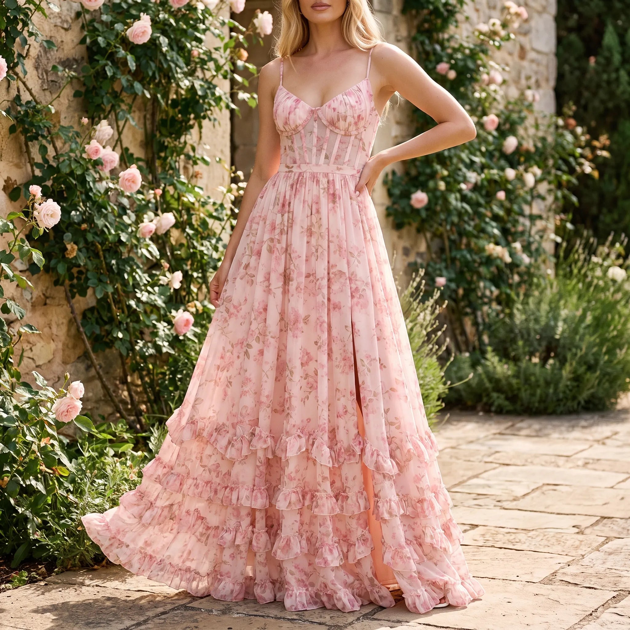 Mouwloze Maxi Jurk Met Bloemenprint | Navando 