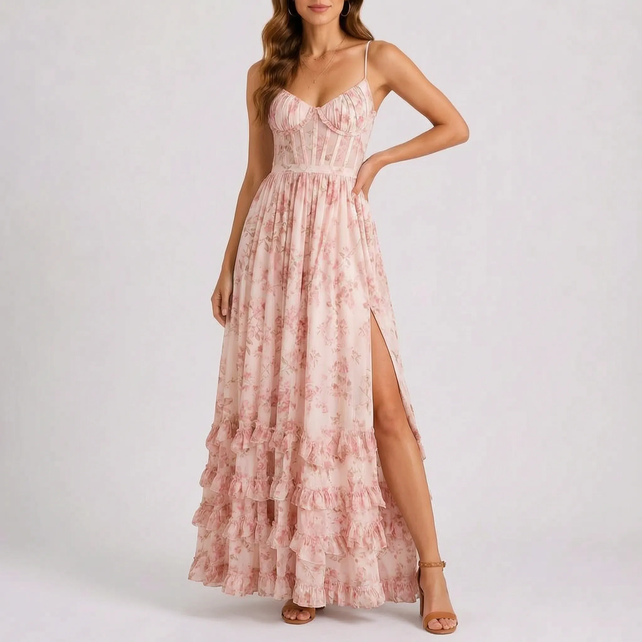 Mouwloze Maxi Jurk Met Bloemenprint | Navando 