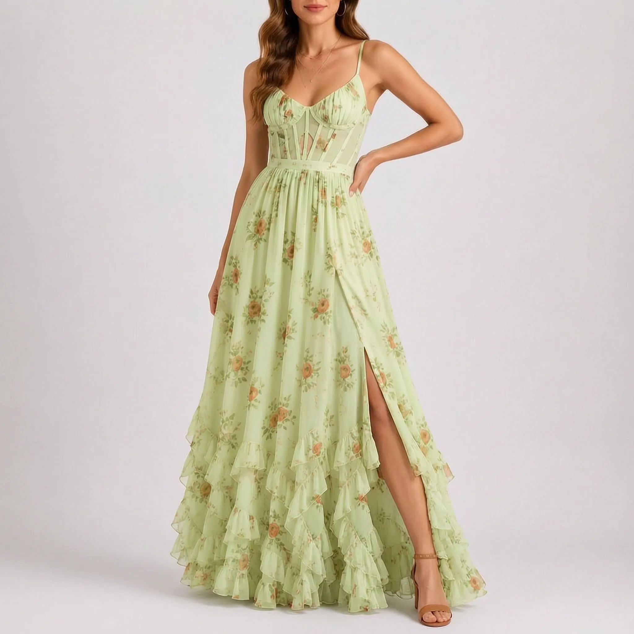 Mouwloze Maxi Jurk Met Bloemenprint | Navando 