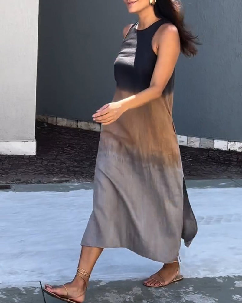 Mouwloze Midi-Jurk Met Kleurverloop | Navando