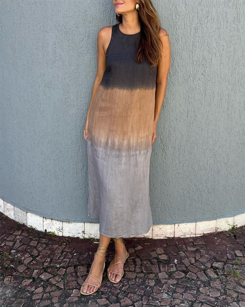 Mouwloze Midi-Jurk Met Kleurverloop | Navando