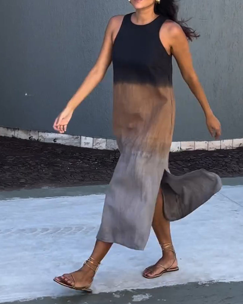 Mouwloze Midi-Jurk Met Kleurverloop | Navando