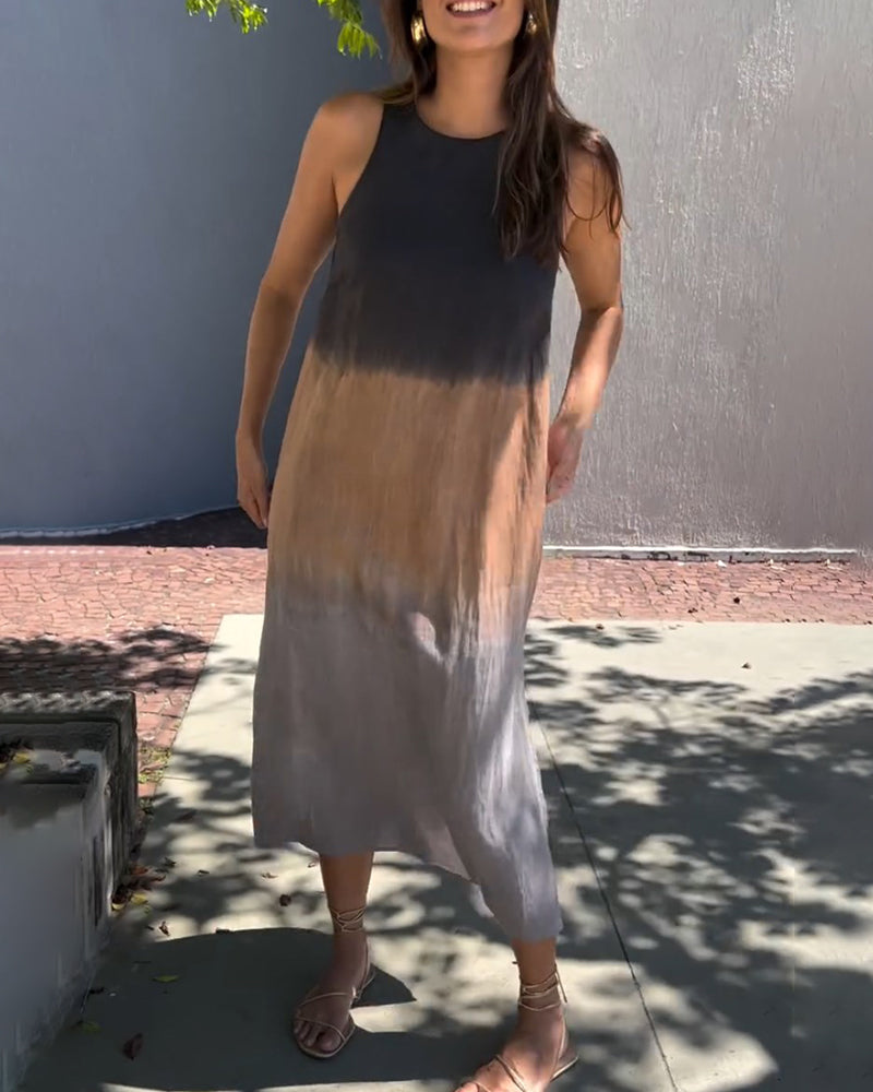 Mouwloze Midi-Jurk Met Kleurverloop | Navando