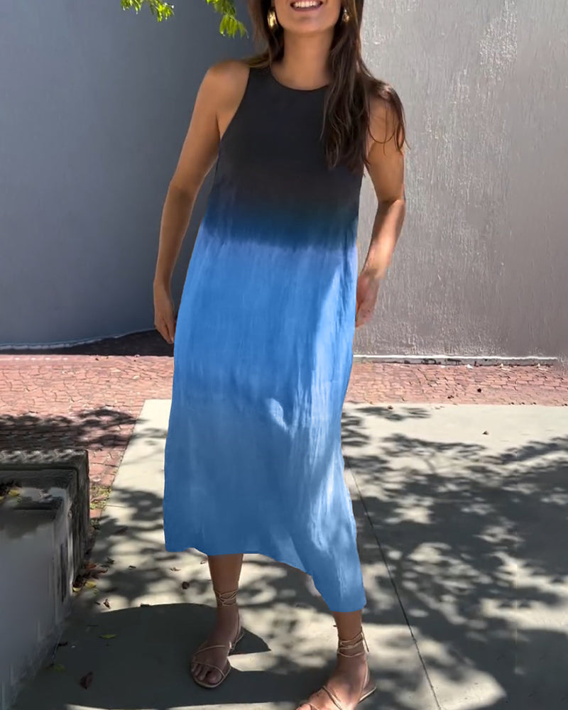 Mouwloze Midi-Jurk Met Kleurverloop | Navando