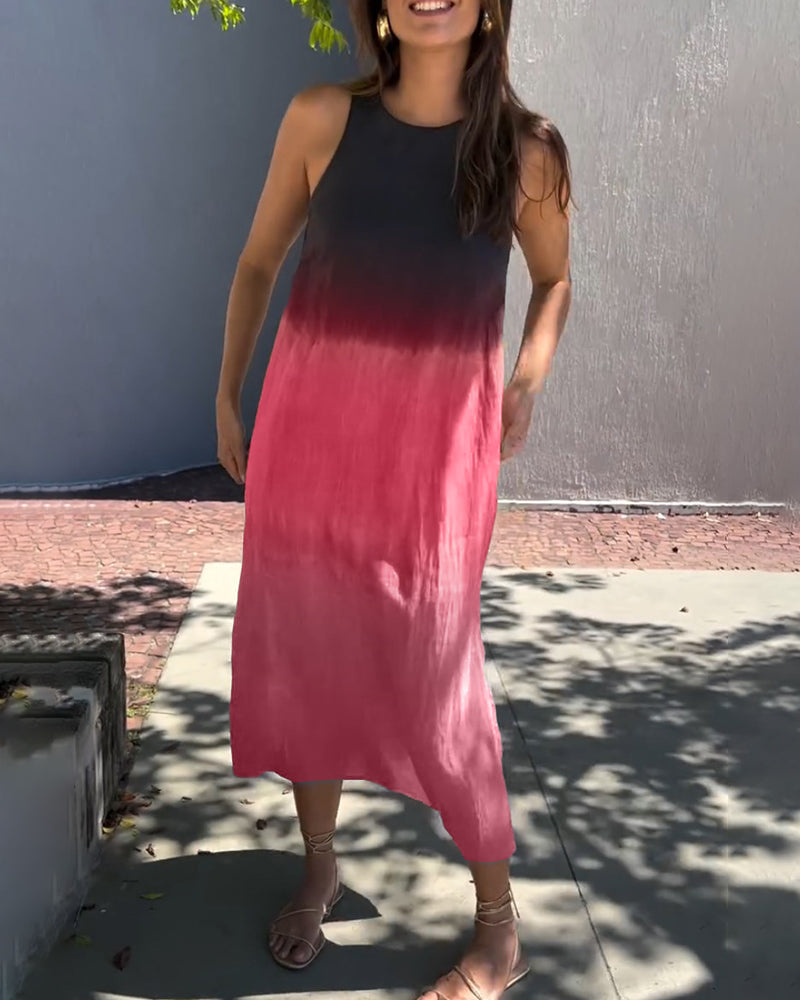Mouwloze Midi-Jurk Met Kleurverloop | Navando