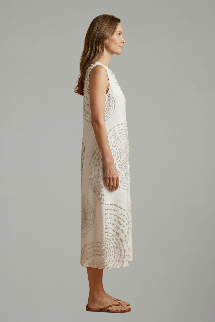 Mouwloze Midi-Jurk Met Structuur | Navando 