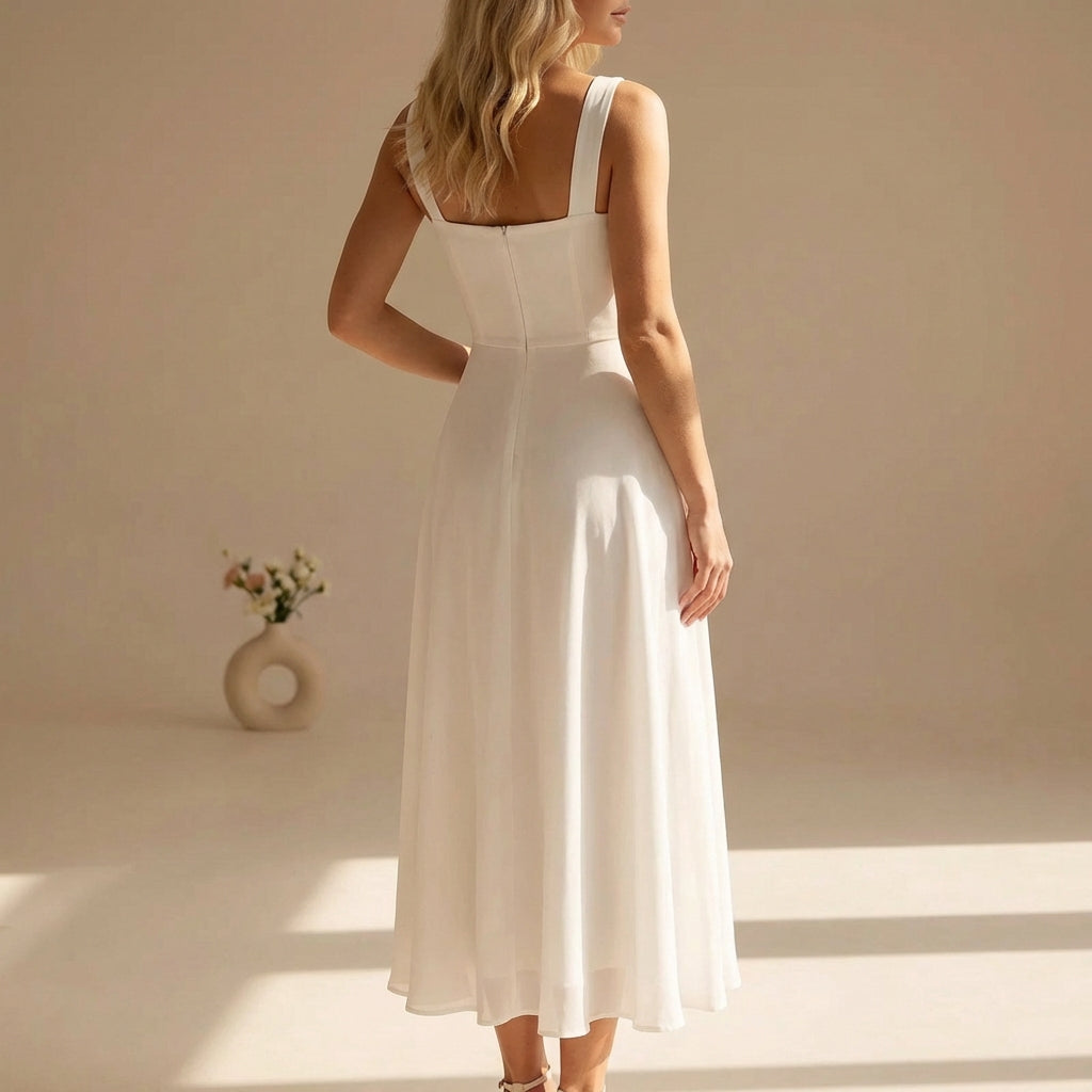 Mouwloze Midi-Jurk Met Vierkante Hals | Navando