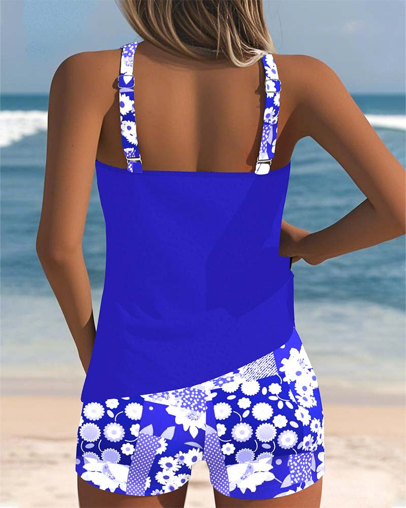 Mouwloze Tankini Met Bloemenprint En Shorts | Navando