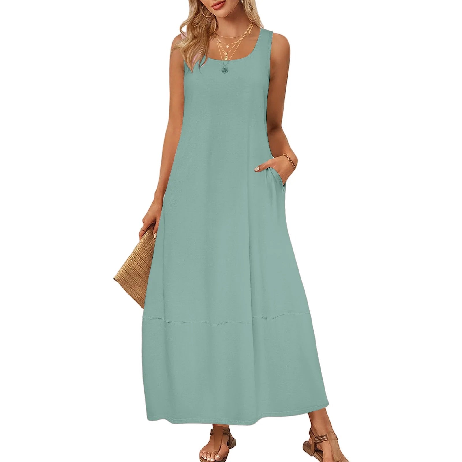 Ärmelloses Sommerkleid mit Taschen | Navando