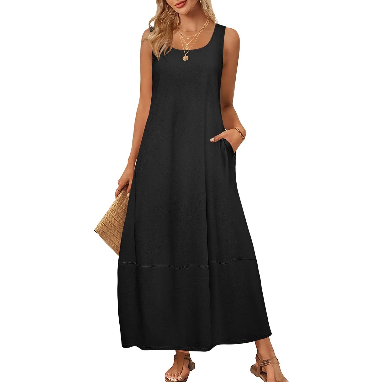Ärmelloses Sommerkleid mit Taschen | Navando