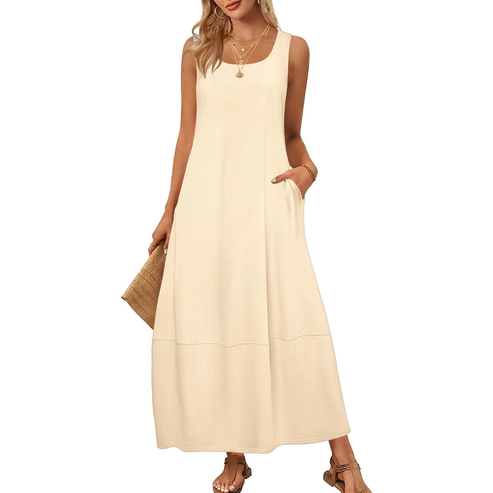Ärmelloses Sommerkleid mit Taschen | Navando