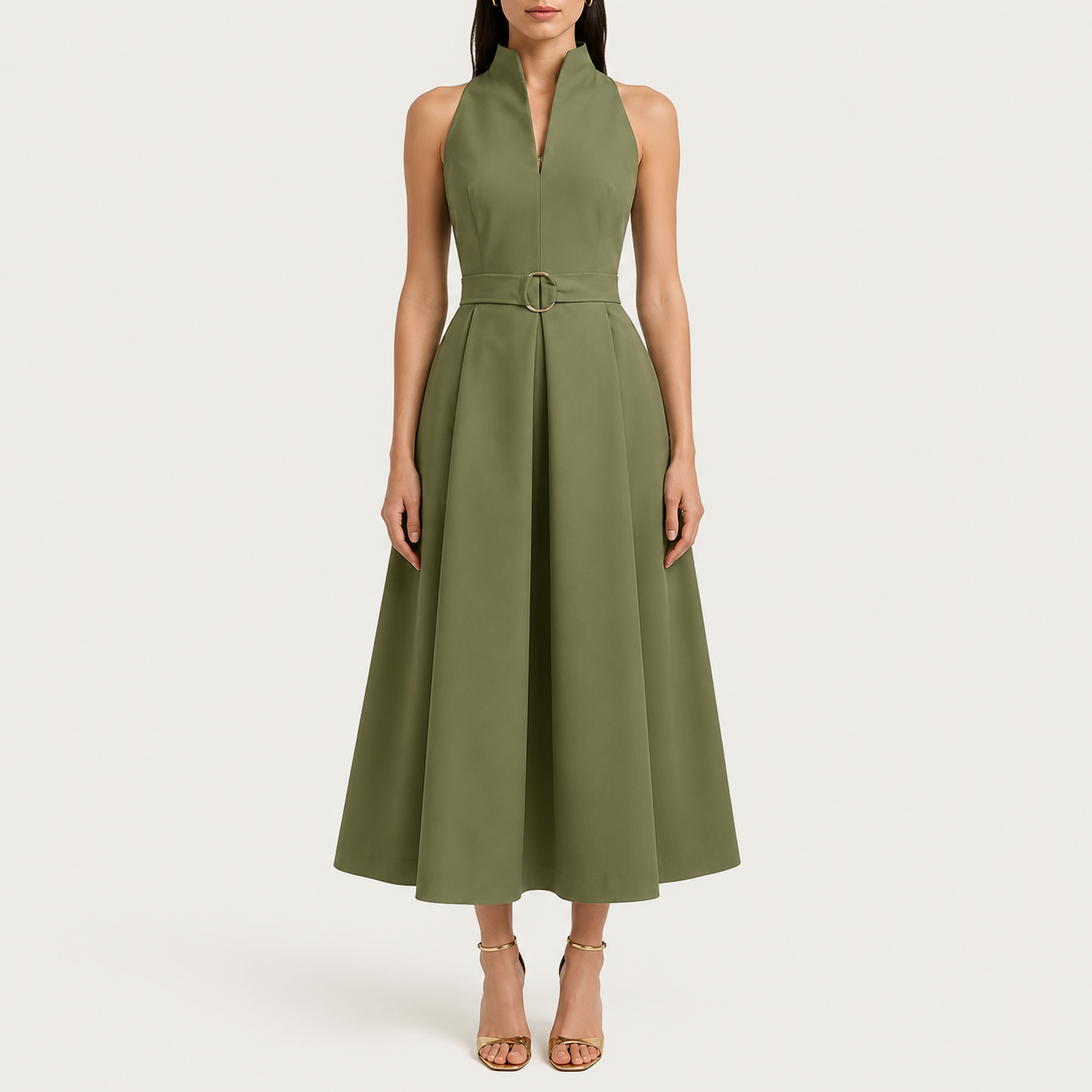 Mouwloze Zwarte Midijurk | Navando