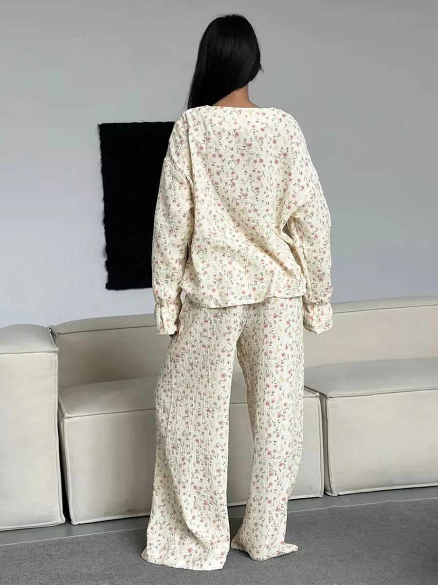 Muzuleva | Gedrukt pyjama set met lange mouwen 2