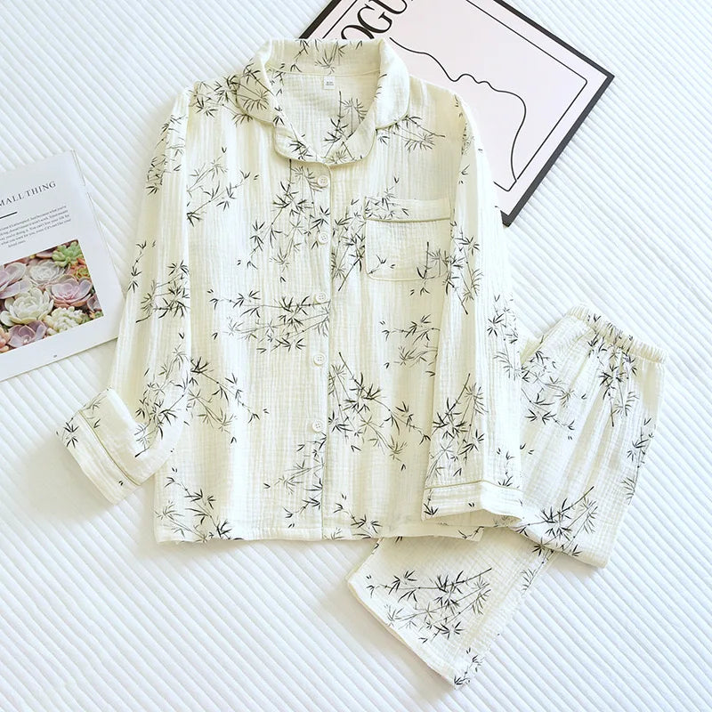 Nachtkleding set | Ademend katoen met stippenprint 15