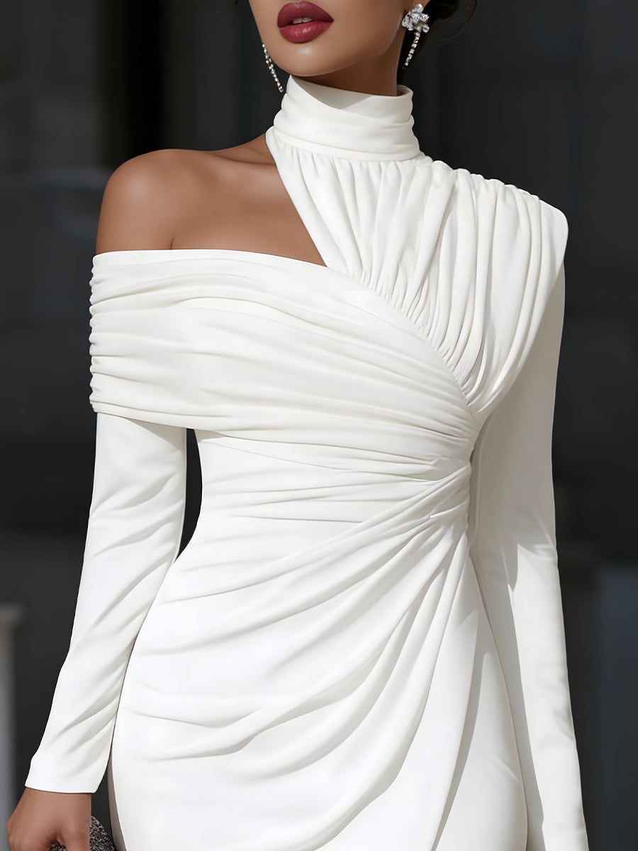 Navando | Asymmetrische Midi-Jurk Met Drapering