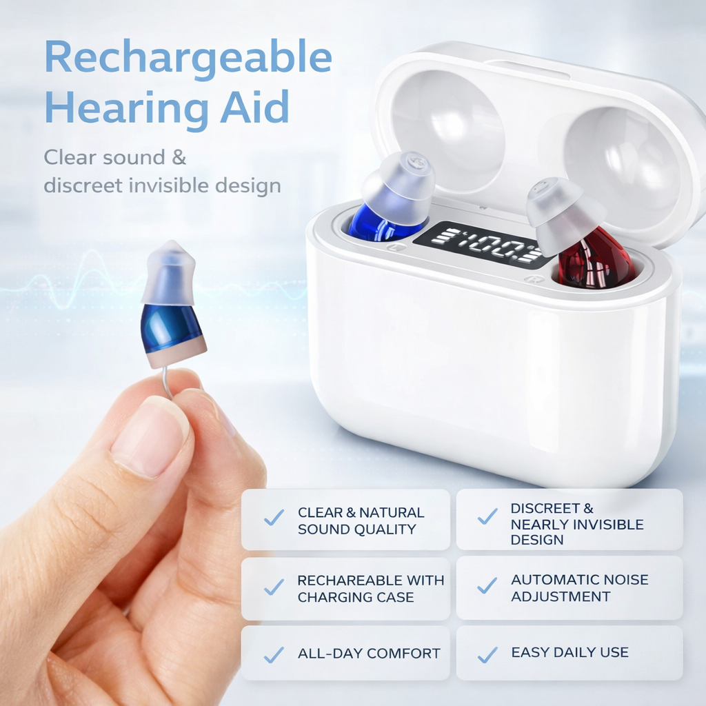 Navando | Compact Oplaadbaar Gehoorapparaat Met Laadbox