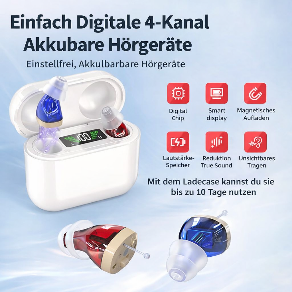 Navando | Compact Oplaadbaar Gehoorapparaat Met Laadbox