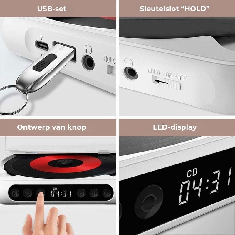 Navando | Compacte Draagbare Cd-Speler Met Bluetooth