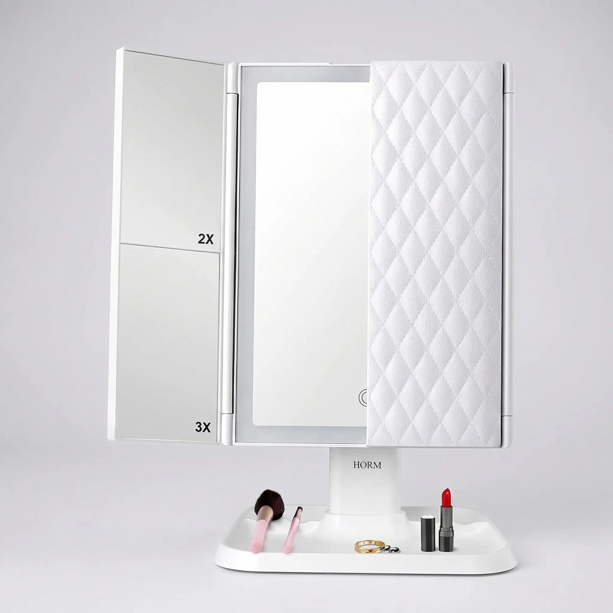 Navando | Drieluik Make-Upspiegel Met LED-Verlichting