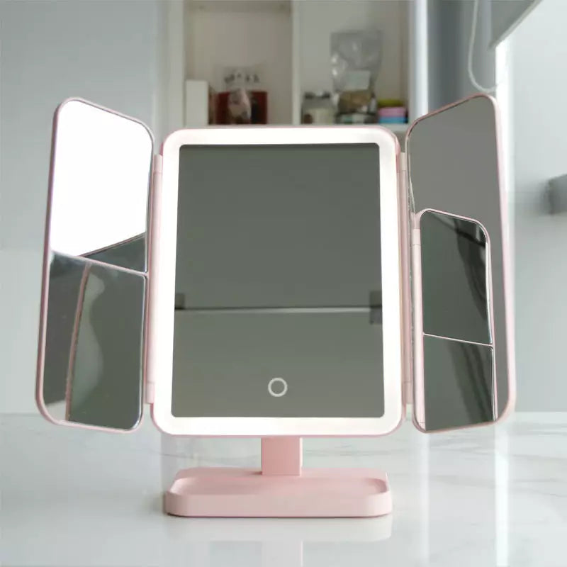 Navando | Drieluik Make-Upspiegel Met LED-Verlichting