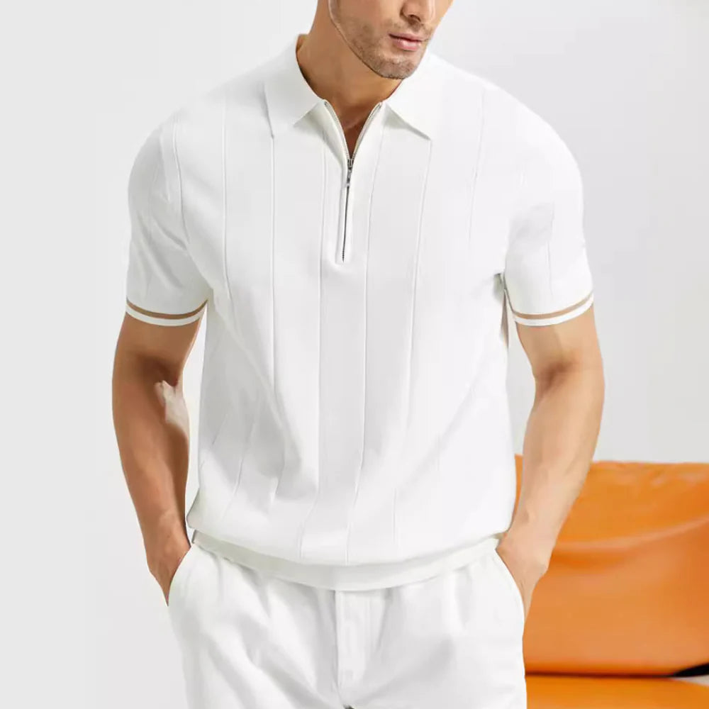 Navando | Gebreid Poloshirt Met Halve Rits