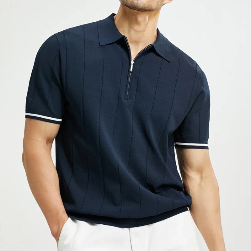 Navando | Gebreid Poloshirt Met Halve Rits