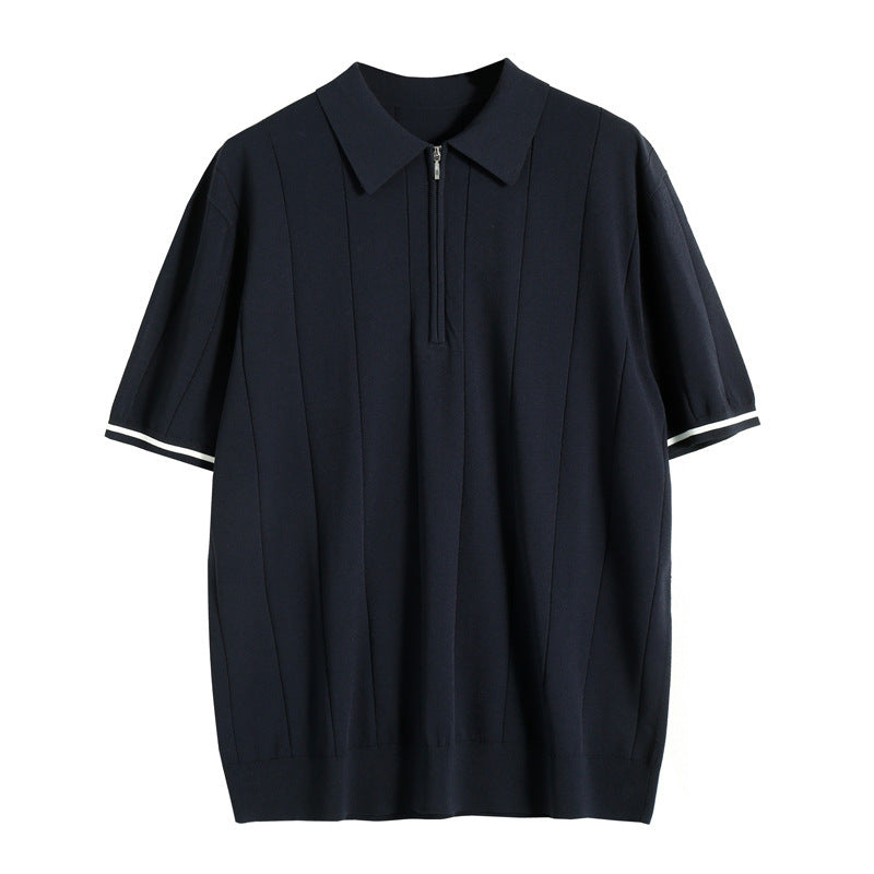Navando | Gebreid Poloshirt Met Halve Rits