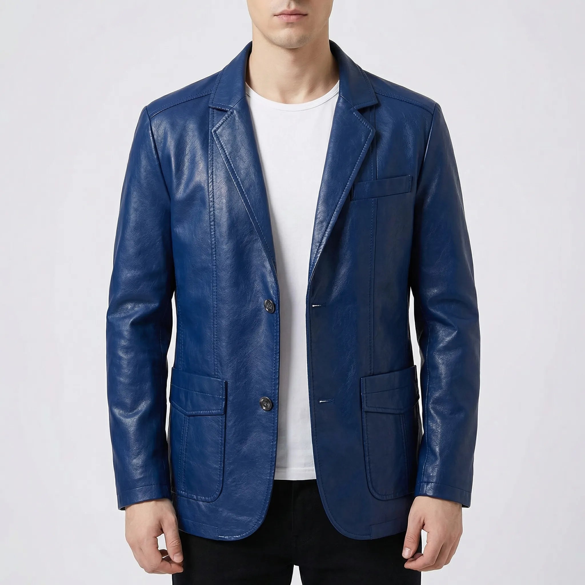 Navando | Getailleerde Leren Blazer Voor Heren