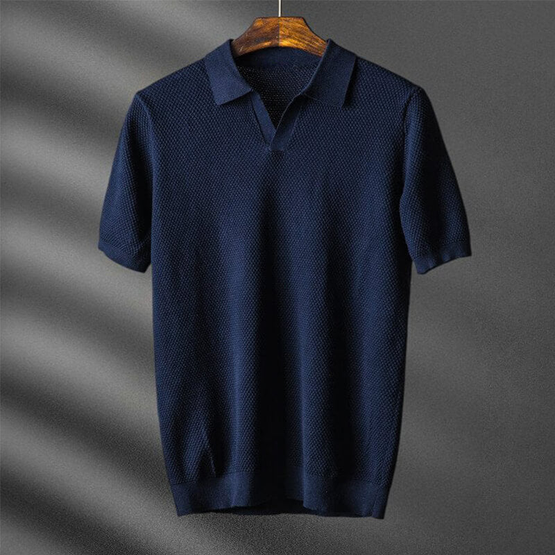 Navando | Getextureerd Wafelbreipatroon Poloshirt