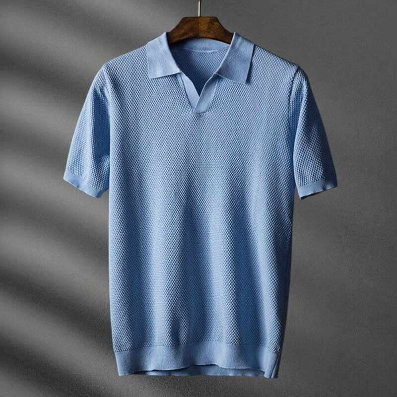 Navando | Getextureerd Wafelbreipatroon Poloshirt