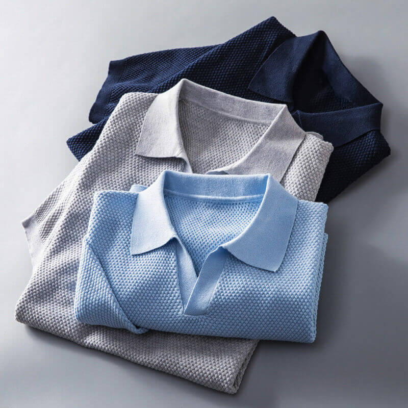 Navando | Getextureerd Wafelbreipatroon Poloshirt