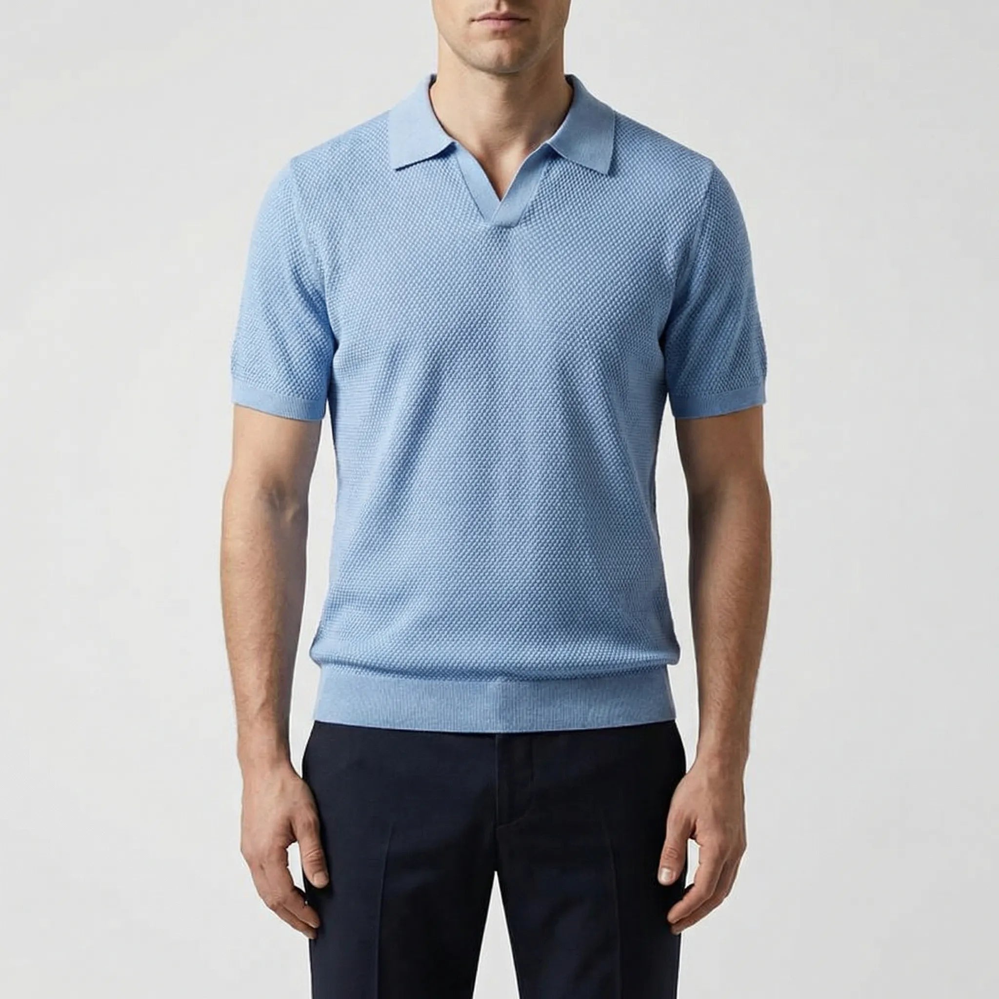 Navando | Getextureerd Wafelbreipatroon Poloshirt