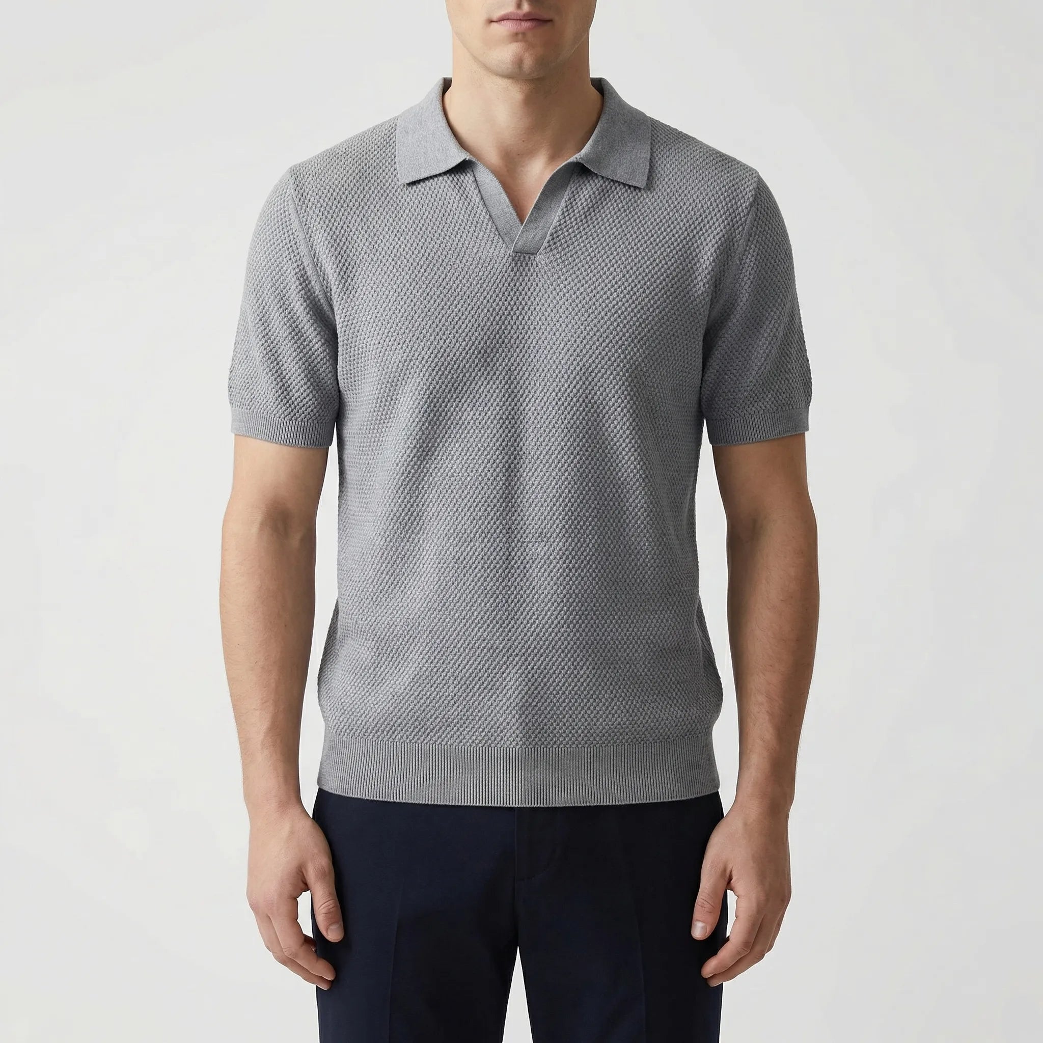 Navando | Getextureerd Wafelbreipatroon Poloshirt