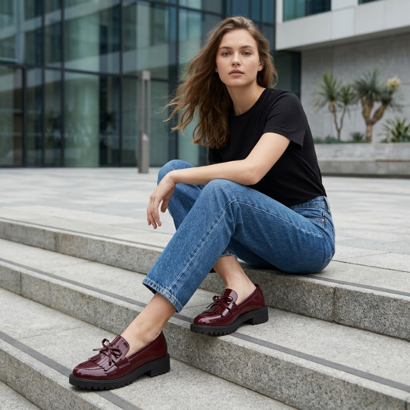 Navando | Glanzende Loafer Met Kwastjesdetail