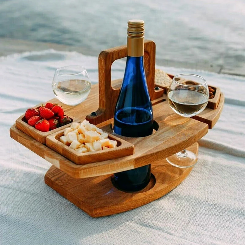Navando | Inklapbare Picknicktafel Met Wijnglashouder