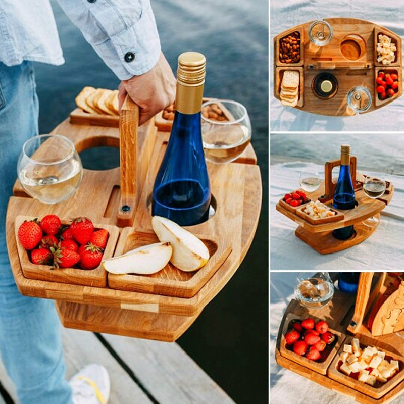 Navando | Inklapbare Picknicktafel Met Wijnglashouder