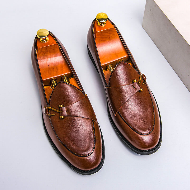 Navando | Klassieke Heren Loafer Met Gouden Gesp