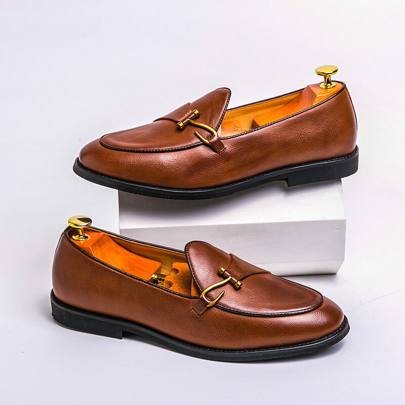 Navando | Klassieke Heren Loafer Met Gouden Gesp
